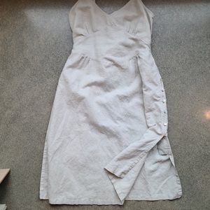 Linen Mid Dress corset back button side